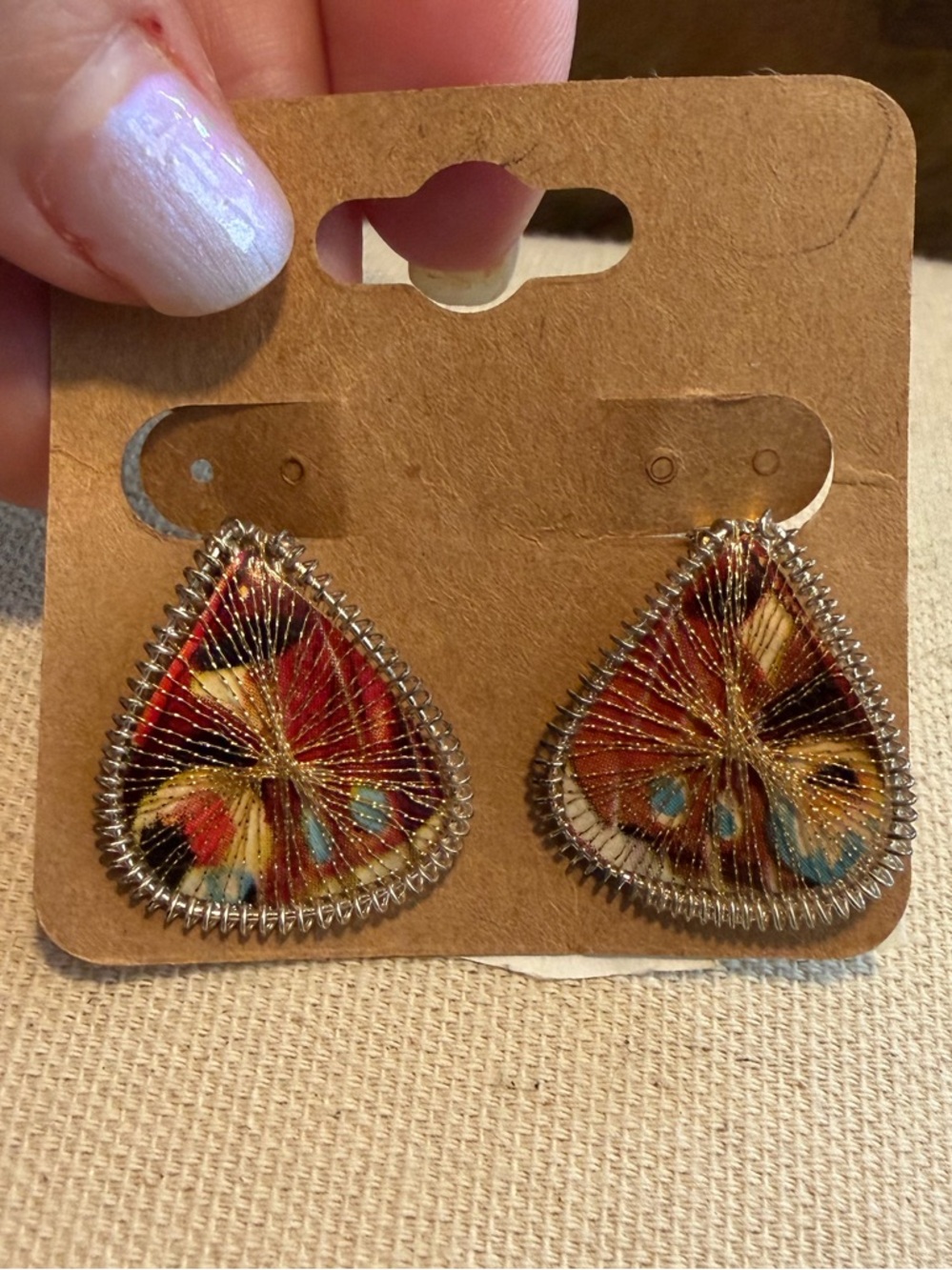 Multicolor Teardrop Thread Earrings (Germany)